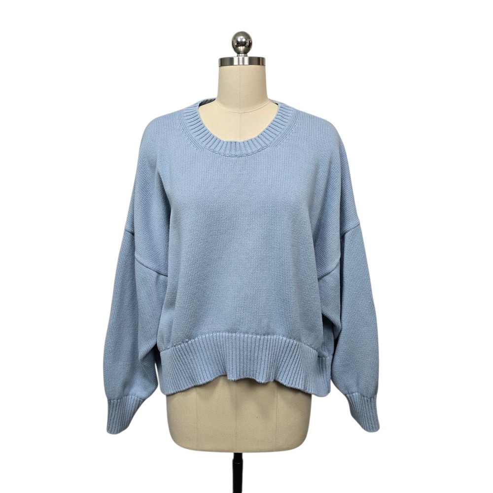 🩷Quince Light Blue Oversized Crewneck Sweater